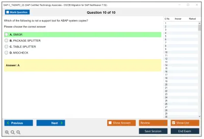 SAP C_TADM70_22 SAP Certified Technology Associate - OS/DB Migration for SAP NetWeaver 7.52 Practice test exam simulator test engine exam Prep practice test questions answers Image 10