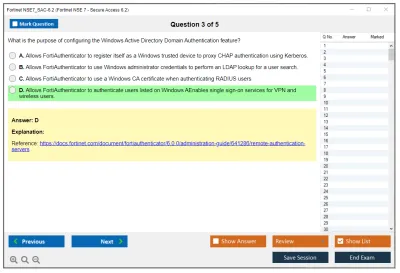 Fortinet NSE7_SAC-6.2 Fortinet NSE 7 - Secure Access 6.2 Practice test exam simulator test engine exam Prep practice test questions answers Image 3