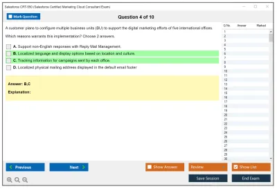 Salesforce CRT-550 Salesforce Certified Marketing Cloud Consultant Practice test exam simulator test engine exam Prep practice test questions answers Image 4