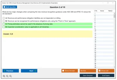 Oracle 1z0-1059 Oracle Revenue Management Cloud Service 2019 Implementation Essentials Practice test exam simulator test engine exam Prep practice test questions answers Image 2
