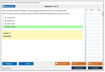 EMC E20-597 Backup & Recovery Specialist for Storage Administrators Practice test exam simulator test engine exam Prep practice test questions answers Image 7