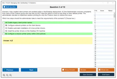Citrix 1Y0-201 Managing Citrix XenDesktop 7.6 Solutions Practice test exam simulator test engine exam Prep practice test questions answers Image 3