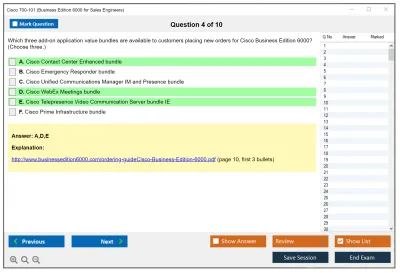 Cisco 700-101 Business Edition 6000 for Sales Engineers Practice test exam simulator test engine exam Prep practice test questions answers Image 4