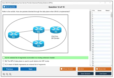 Cisco 300-510 Implementing Cisco Service Provider Advanced Routing Solutions Practice test exam simulator test engine exam Prep practice test questions answers Image 12