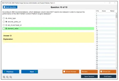 IBM P2070-048 IBM FileNet Image Services Administration and Support Mastery Test v1 Practice test exam simulator test engine exam Prep practice test questions answers Image 10