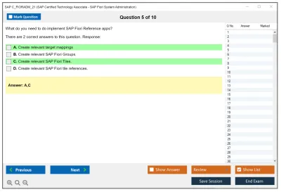 SAP C_FIORADM_21 SAP Certified Technology Associate - SAP Fiori System Administration Practice test exam simulator test engine exam Prep practice test questions answers Image 5