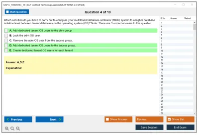 SAP C_HANATEC_18 SAP Certified Technology AssociateSAP HANA 2.0 SPS06 Practice test exam simulator test engine exam Prep practice test questions answers Image 4