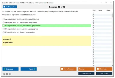 Oracle 1z0-329 Oracle Fusion HCM Base Cloud Service 2016 Implementation Essentials Practice test exam simulator test engine exam Prep practice test questions answers Image 10