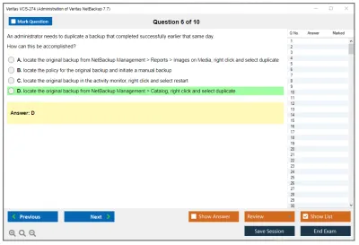 Veritas VCS-274 Administration of Veritas NetBackup 7.7 Practice test exam simulator test engine exam Prep practice test questions answers Image 6