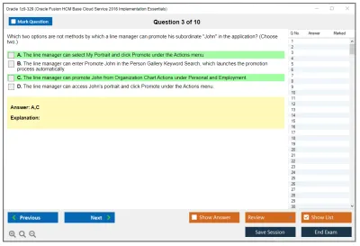Oracle 1z0-329 Oracle Fusion HCM Base Cloud Service 2016 Implementation Essentials Practice test exam simulator test engine exam Prep practice test questions answers Image 3