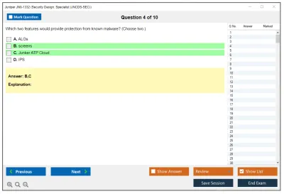 Juniper JN0-1332 Security Design. Specialist (JNCDS-SEC) Practice test exam simulator test engine exam Prep practice test questions answers Image 4