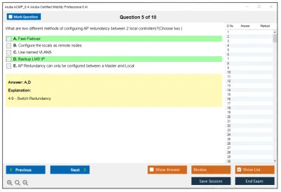Aruba ACMP_6.4 Aruba Certified Mobility Professional 6.4 Practice test exam simulator test engine exam Prep practice test questions answers Image 5
