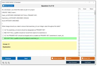 Oracle 1z0-882 MySQL 5.6 Developer Practice test exam simulator test engine exam Prep practice test questions answers Image 9