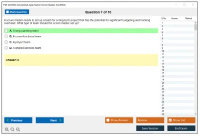 PMI DASSM Disciplined Agile Senior Scrum Master (DASSM) Exam Practice test exam simulator test engine exam Prep practice test questions answers Image 7