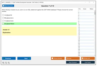 SAP C_HANADEV_17 SAP Certified Associate - Developer - SAP HANA 2.0 SPS05 Practice test exam simulator test engine exam Prep practice test questions answers Image 7
