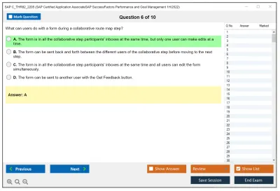 SAP C_THR82_2205 SAP Certified Application AssociateSAP SuccessFactors Performance and Goal Management 1H/2022 Practice test exam simulator test engine exam Prep practice test questions answers Image 6