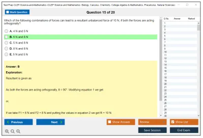Test Prep CLEP-Science-and-Mathematics CLEP Science and Mathematics: Biology, Calculus, Chemistry, College Algebra & Mathematics, Precalculus, Natural Sciences Practice test exam simulator test engine exam Prep practice test questions answers Image 15