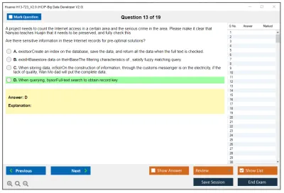 Huawei H13-723_V2.0 HCIP-Big Data Developer V2.0 Practice test exam simulator test engine exam Prep practice test questions answers Image 13