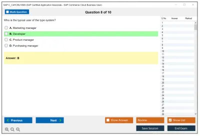 SAP C_C4HCBU1808 SAP Certified Application Associate - SAP Commerce Cloud Business User Practice test exam simulator test engine exam Prep practice test questions answers Image 8