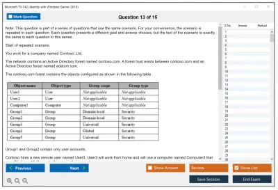 Microsoft 70-742 Identity with Windows Server 2016 Practice test exam simulator test engine exam Prep practice test questions answers Image 13