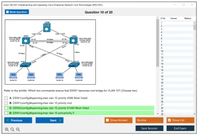 Cisco 350-401 Implementing Cisco Enterprise Network Core Technologies (350-401 ENCOR) Practice test exam simulator test engine exam Prep practice test questions answers Image 10