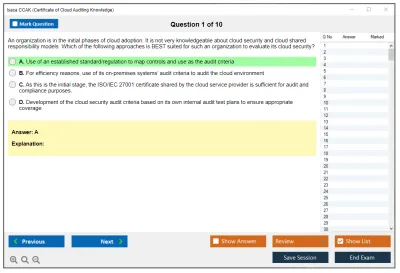 Isaca CCAK Certificate of Cloud Auditing Knowledge Practice test exam simulator test engine exam Prep practice test questions answers Image 1