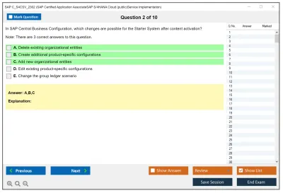 SAP C_S4CSV_2302 SAP Certified Application AssociateSAP S/4HANA Cloud (public)Service Implementation Practice test exam simulator test engine exam Prep practice test questions answers Image 2