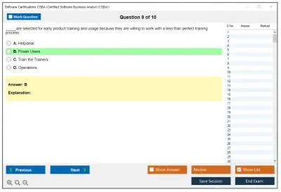 Software Certifications CSBA Certified Software Business Analyst (CSBA) Practice test exam simulator test engine exam Prep practice test questions answers Image 9