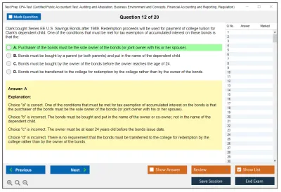 Test Prep CPA-Test Certified Public Accountant Test: Auditing and Attestation, Business Environment and Concepts, Financial Accounting and Reporting, Regulation Practice test exam simulator test engine exam Prep practice test questions answers Image 12