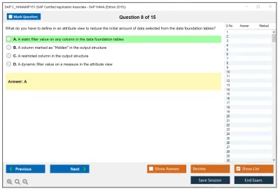 SAP C_HANAIMP151 SAP Certified Application Associate - SAP HANA (Edition 2015) Practice test exam simulator test engine exam Prep practice test questions answers Image 8