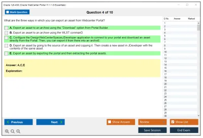 Oracle 1z0-430 Oracle WebCenter Portal 11.1.1.8 Essentials Practice test exam simulator test engine exam Prep practice test questions answers Image 4