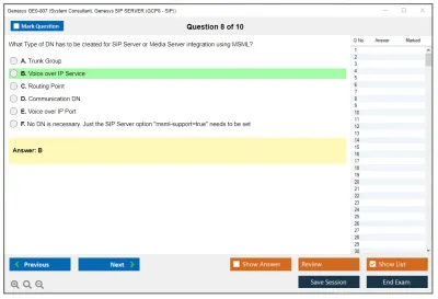 Genesys GE0-807 System Consultant, Genesys SIP SERVER (GCP8 - SIP) Practice test exam simulator test engine exam Prep practice test questions answers Image 8