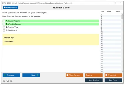 SAP C_BOBIP_43 SAP Certified Application AssociateSAP BusinessObjects Business Intelligence Platform 4.3 Practice test exam simulator test engine exam Prep practice test questions answers Image 2