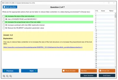 IBM C2090-318 DB2 12 System Administrator for z/OS Practice test exam simulator test engine exam Prep practice test questions answers Image 2