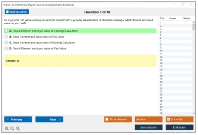 Oracle 1z0-1050 Oracle Payroll Cloud 2019 Implementation Essentials Practice test exam simulator test engine exam Prep practice test questions answers Image 7