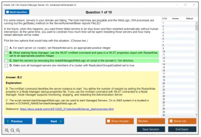 Oracle 1z0-134 Oracle WebLogic Server 12c: Advanced Administrator II Practice test exam simulator test engine exam Prep practice test questions answers Image 1