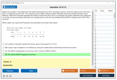Cisco 400-351 CCIE Wireless (v3.1) Practice test exam simulator test engine exam Prep practice test questions answers Image 10