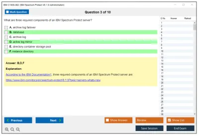IBM C1000-082 IBM Spectrum Protect V8.1.9 Administration Practice test exam simulator test engine exam Prep practice test questions answers Image 3
