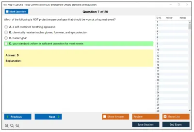 Test Prep TCLEOSE Texas Commission on Law Enforcement Officers Standards and Education Practice test exam simulator test engine exam Prep practice test questions answers Image 7