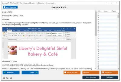 Microsoft 77-725 Microsoft Word 2016 Core: Document Creation, Collaboration and Communication (MOS) Practice test exam simulator test engine exam Prep practice test questions answers Image 4