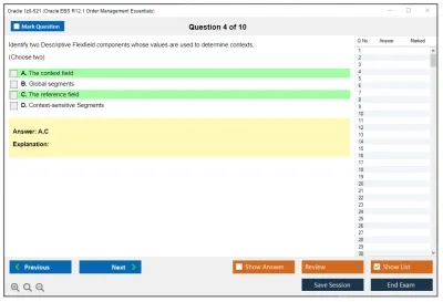 Oracle 1z0-521 Oracle EBS R12.1 Order Management Essentials Practice test exam simulator test engine exam Prep practice test questions answers Image 4