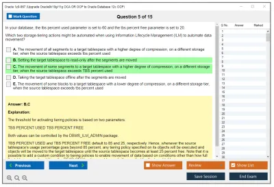 Oracle 1z0-067 Upgrade Oracle9i/10g/11g OCA OR OCP to Oracle Database 12c OCP Practice test exam simulator test engine exam Prep practice test questions answers Image 5
