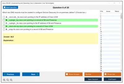 Cisco 350-801 Implementing Cisco Collaboration Core Technologies (350-801 CLCOR) Practice test exam simulator test engine exam Prep practice test questions answers Image 8