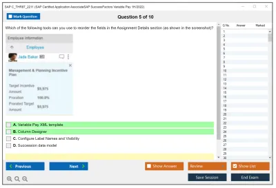 SAP C_THR87_2211 SAP Certified Application AssociateSAP SuccessFactors Variable Pay 1H/2022 Practice test exam simulator test engine exam Prep practice test questions answers Image 5