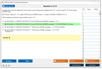 IBM C2090-543 DB2 9.7 Application Development Practice test exam simulator test engine exam Prep practice test questions answers Image 6