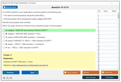 Atlassian ACP-600 Project Administration in Jira Server Practice test exam simulator test engine exam Prep practice test questions answers Image 10