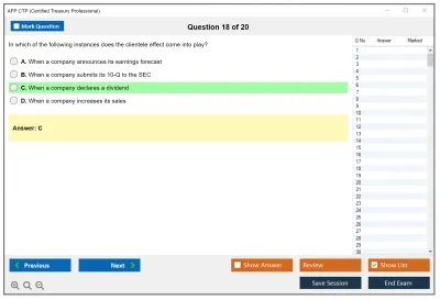 AFP CTP Certified Treasury Professional Practice test exam simulator test engine exam Prep practice test questions answers Image 18