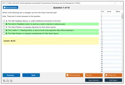 SAP C_THR82_2205 SAP Certified Application AssociateSAP SuccessFactors Performance and Goal Management 1H/2022 Practice test exam simulator test engine exam Prep practice test questions answers Image 1