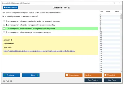 Microsoft MS-203 Microsoft 365 Messaging Practice test exam simulator test engine exam Prep practice test questions answers Image 14
