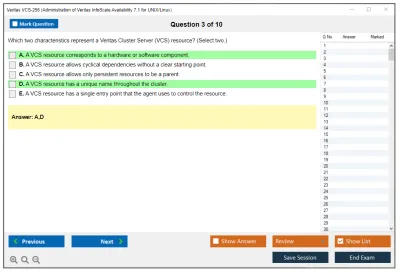 Veritas VCS-256 Administration of Veritas InfoScale Availability 7.1 for UNIX/Linux Practice test exam simulator test engine exam Prep practice test questions answers Image 3
